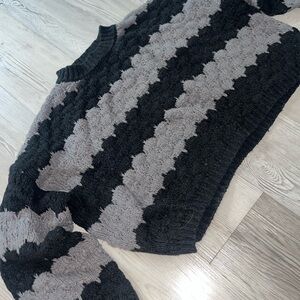 Princess Polly Black and Gray Striped Sweater